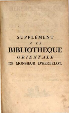Bibliotheque orientale, Vol. 2 Supplément