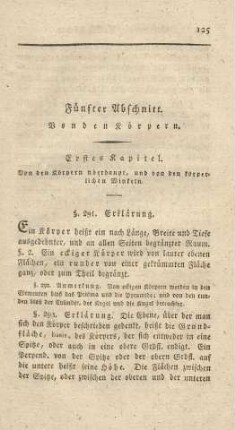 Erstes Kapitel. Von den Körpern überhaupt, und von den körperlichen Winkeln