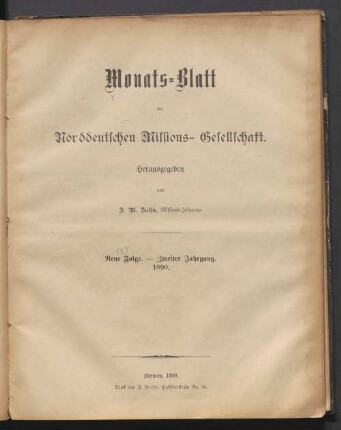 3.F. 2.1890: Monatsblatt der Norddeutschen Missionsgesellschaft
