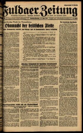 Ausgabe vom Samstag, den 01. Juni 1940.