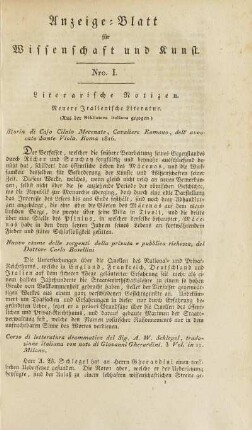 1.1818: Anzeigeblatt für Wissenschaft und Kunst