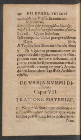 De Varia Nummi Divisione, Caput VII.