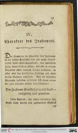 IV. Charakter des Italieners