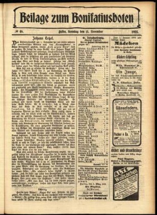 Zweite Ausgabe vom Sonntag, den 15. November 1903.