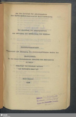 Die Anwendung der Lungenpunktion zur Erkennung und Erforschung der Silikose
