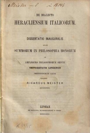 De dialecto Heracliensium Italicorum