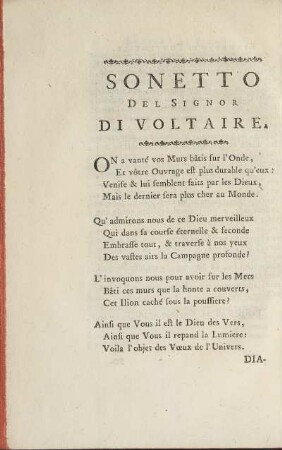 Sonetto Del Signor Di Voltaire