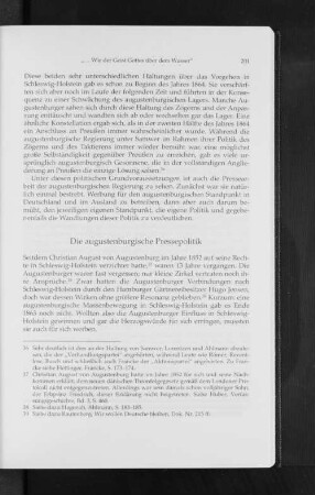 Die augustenburgische Pressepolitik