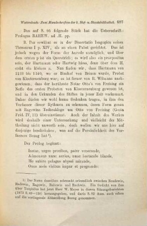 Mittheilungen aus zwei Handschriften der K. Hof- und Staatsbibliothek