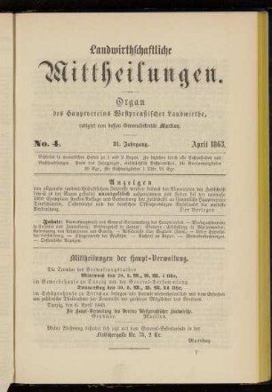 No. 4. 31. Jahrgang. April 1863.