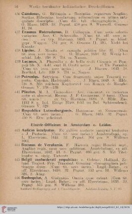 Elzevir-Offizinen in Amsterdam u. Leiden (Nr. 443 - 481)