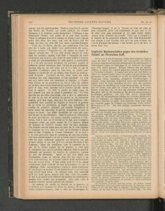 Englische Machenschaften gegen den deutschen Handel am Persischen Golf.