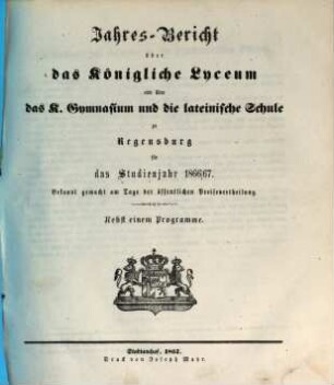 Jahres-Bericht. 1866/67