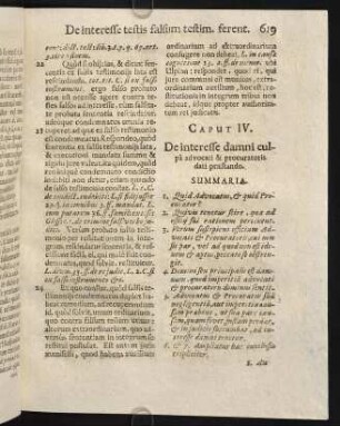 619-626, Caput IV. De interesse damni culpa advocati & procuratoris dati praestando.