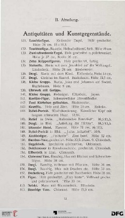 Antiquitäten und Kunstgegenstände (Nr. 131-729)