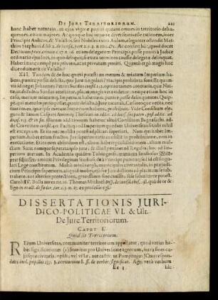 Dissertationis Juridico-Politicae VI. & Ult. De Jure Territoriorum.