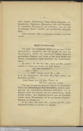Die Sprit-Verdünnung