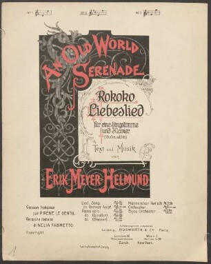 Rokoko-Liebeslied : an old-world serenade ; für eine Singstimme und Klavier (Violin ad lib.). 2, [D-Dur]