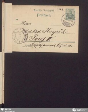 [dopisnica wot: Michał Šewčik, 07.11.1900]