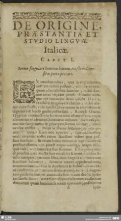 De Origine Praestantia Et Studio Linguae Italicae
