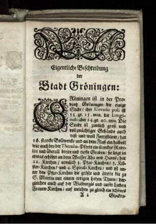 Eigentliche Beschreibung der Stadt Gröningen