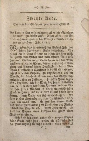 Zweyte Rede. Der von den Guten aufgenommene Heiland.