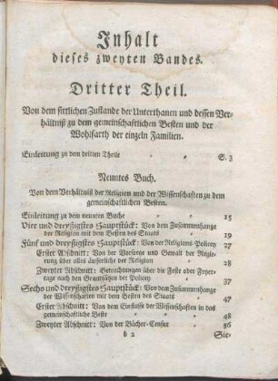 Inhalt dieses zweyten Bandes.