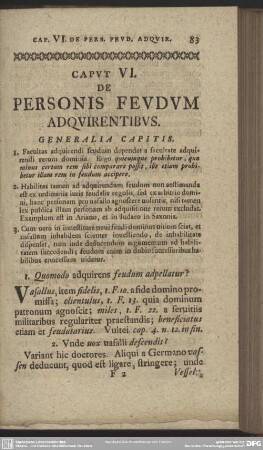 Caput VI. De Personis Feudum Adquirentibus