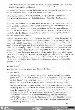 Aus der Isolation zu Wegen der Identifikation
