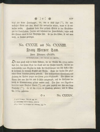 No. CXXXII. und No. CXXXIII. Franz Werner Tam. Zwo Blumen-Stükke