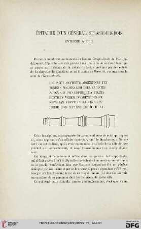 2.Ser. 9.1874/75: Épitaphe d'un général strasbourgeois enterré a Pise