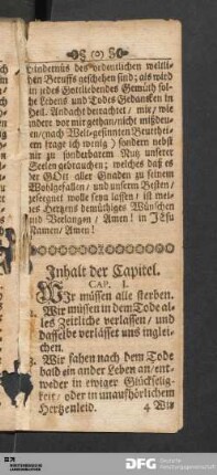 Inhalt der Capitel.