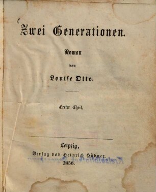 Zwei Generationen : Roman, 1