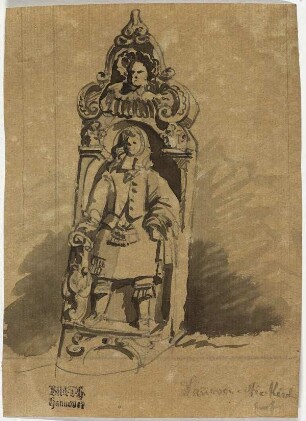 Grabstein vom Nikolaikirchhof zu Hannover, Grabstein mit Figur