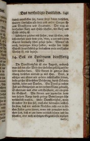 14. Soll ein Landmann dienstfertig seyn?