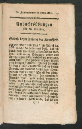 Andachtsübungen für die Kranken