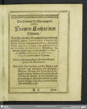 Widmung : Dedication-Schrifft
