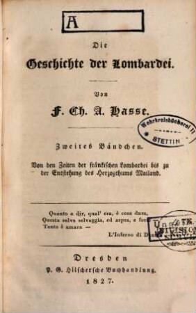 Die Geschichte der Lombardei, 2. Von den Zeiten der fränkischen Lombardei bis zu der Entstehung des Herzogthums Mailand