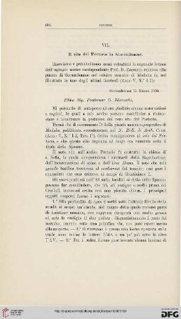 VII. Il sito del Pretorio in Gerusalemme