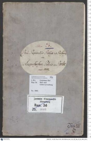 Rechnungen und Belege über Baureparaturen des Ansbachschen Palais in Berlin für 1809