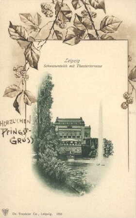 Herzlichen Pfingstgruss: Leipzig ; Schwanenteich mit Theaterterrasse
