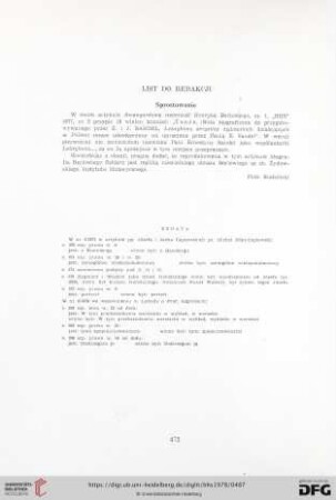 List do redakcji / Errata