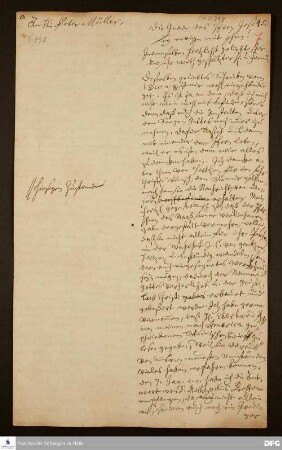 Brief von August Hermann Francke an Peter Müller.