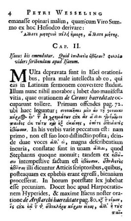 Cap. II. Isaeus bis emendatur. Quid ἐπιδιετὲς ἡβῆσαι ? Φελλέα videri scribendum apud Isaeum.