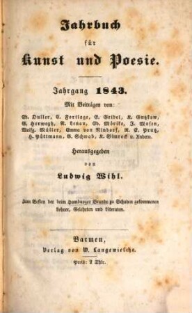Jahrbuch für Kunst und Poesie. 1843