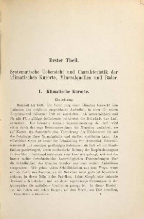 Handbuch der speciellen Klimatotherapie und Balneotherapie mit bes. Rücksicht auf Mittel-Europa zum Gebr. f. Aerzte