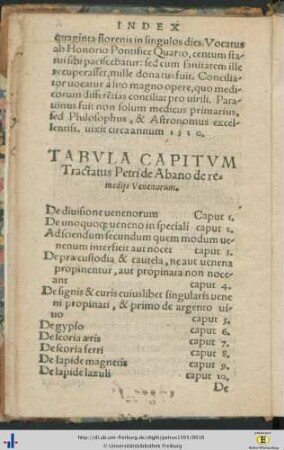 Tabula capitum. Index.