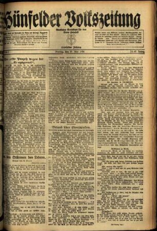 Ausgabe vom Freitag, den 27. Mai 1921.