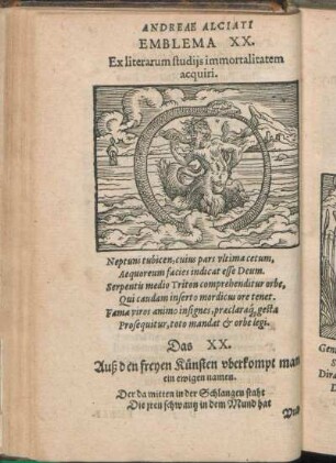 Emblema XX. Ex literarum studijs immortalitatem acquiri.