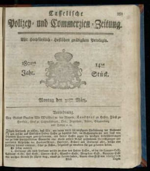 14tes Stueck, Montag den 30ten Maerz 1801